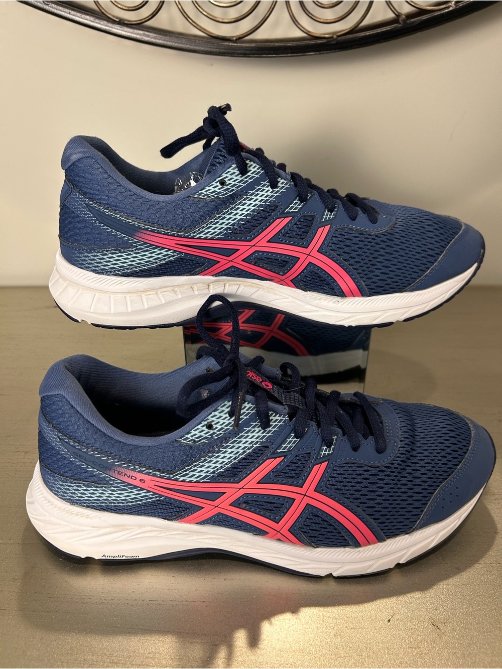 ASICS Navy Athletic Shoes with Pink Accent